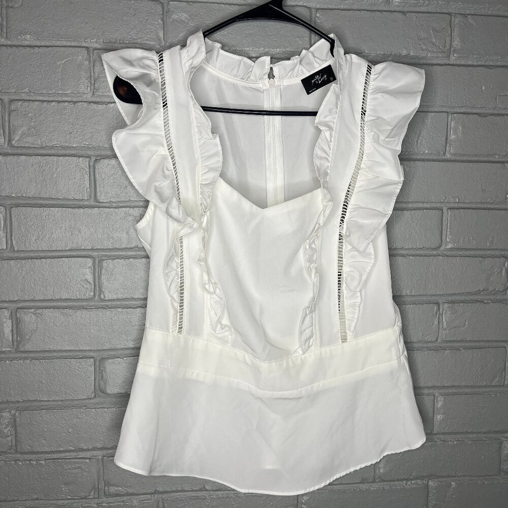 Milk And Honey Ruffle White Blouse Size Medium